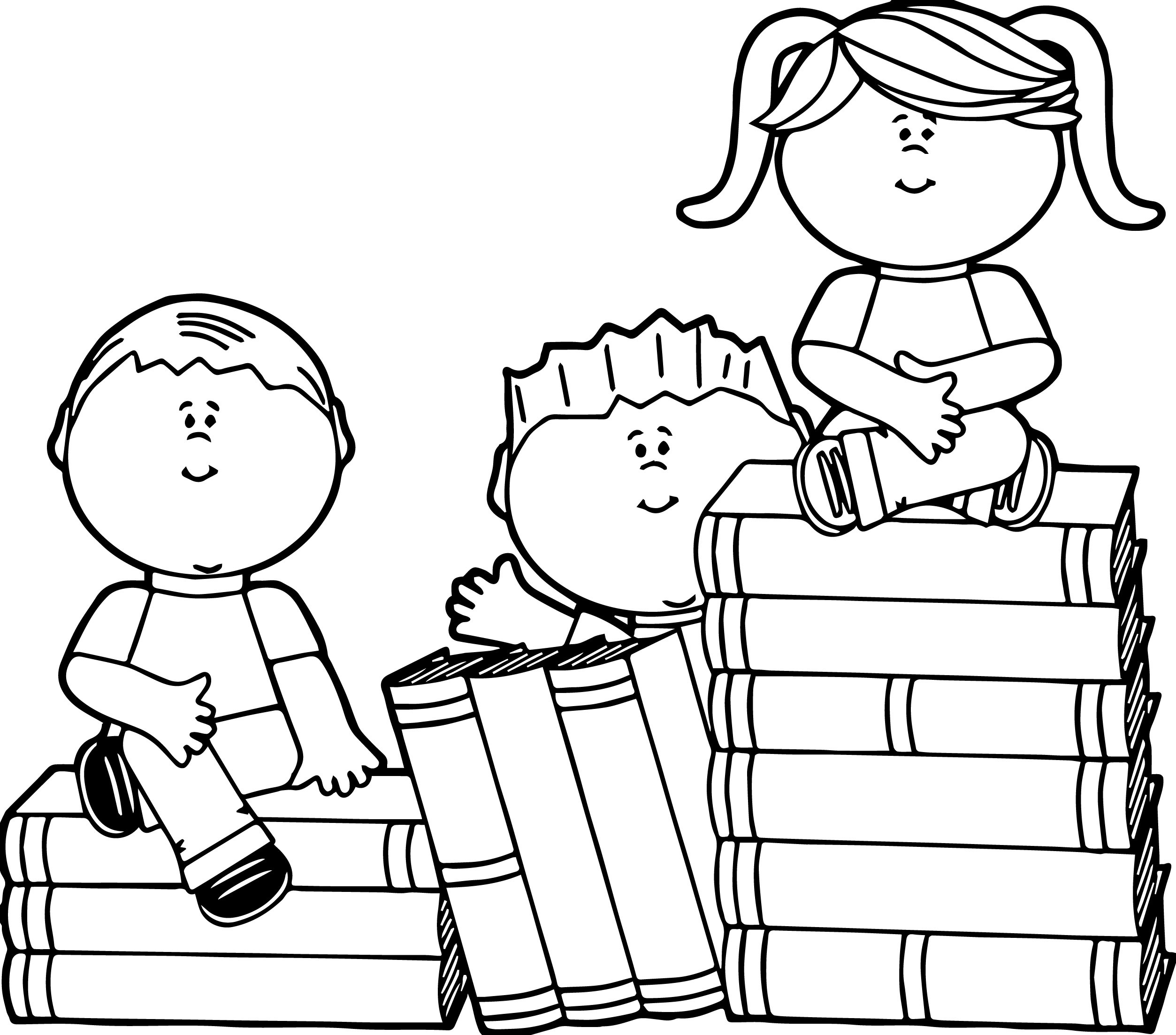 Kids Reading Coloring Pages
 Sittin At Library Pages Coloring Pages