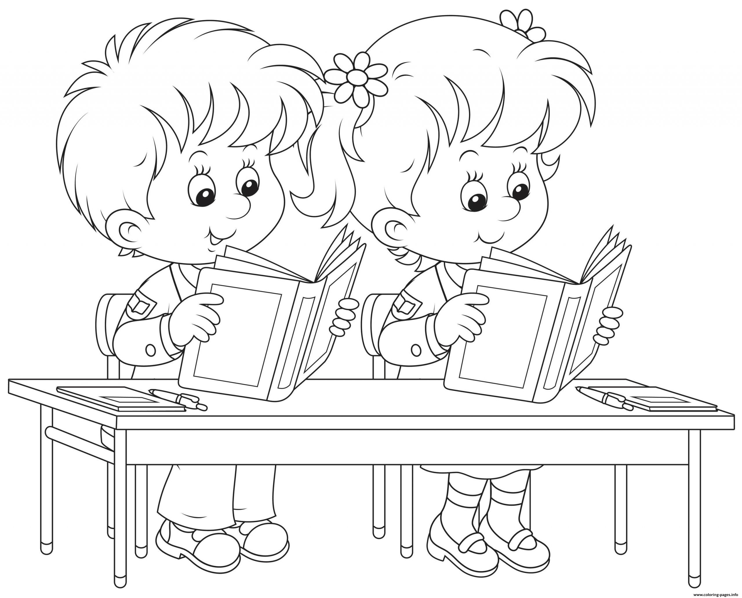 Kids Reading Coloring Pages
 Back To School Kids Reading Books Coloring Pages Printable