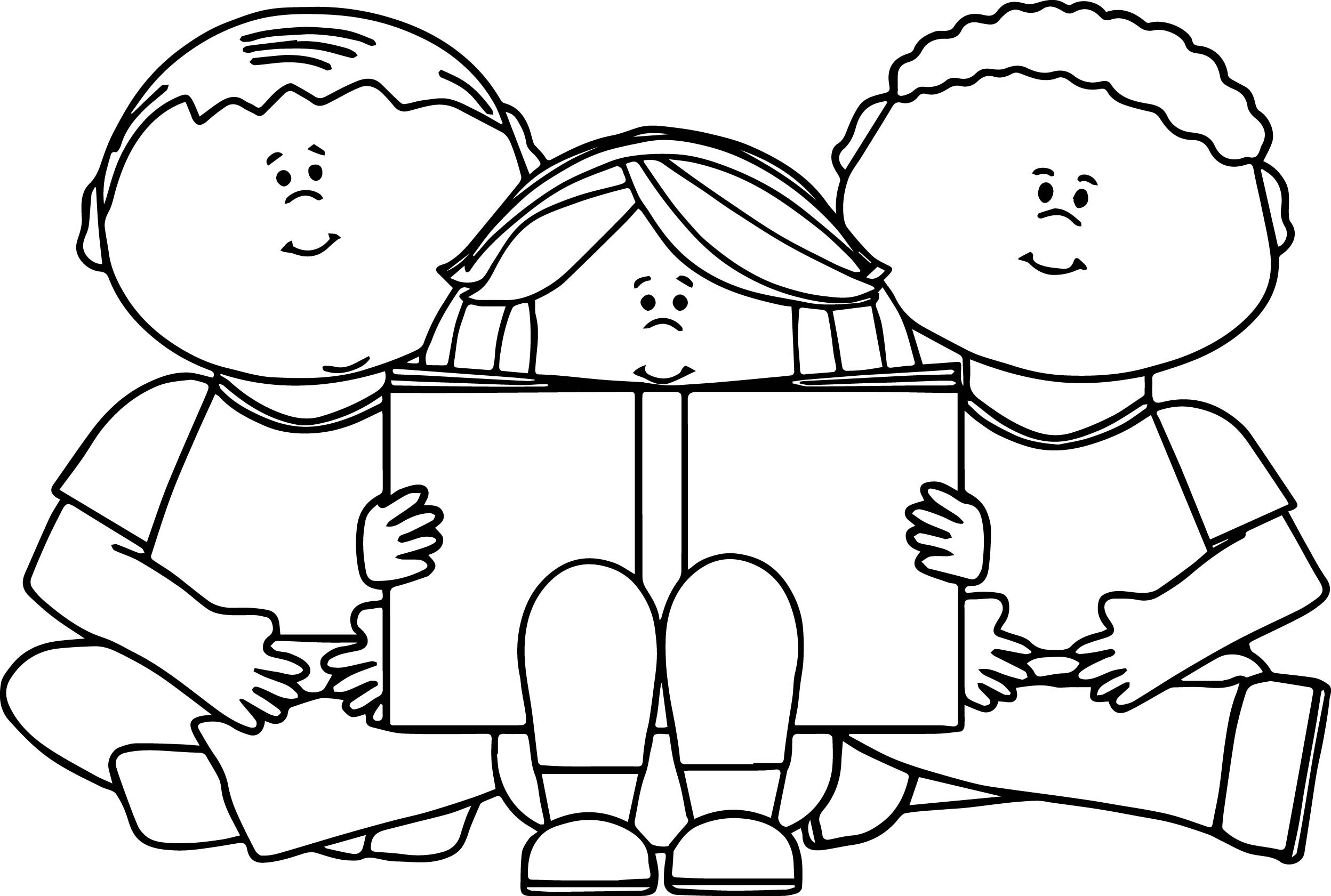 Kids Reading Coloring Pages
 Kids Reading Book Coloring Page