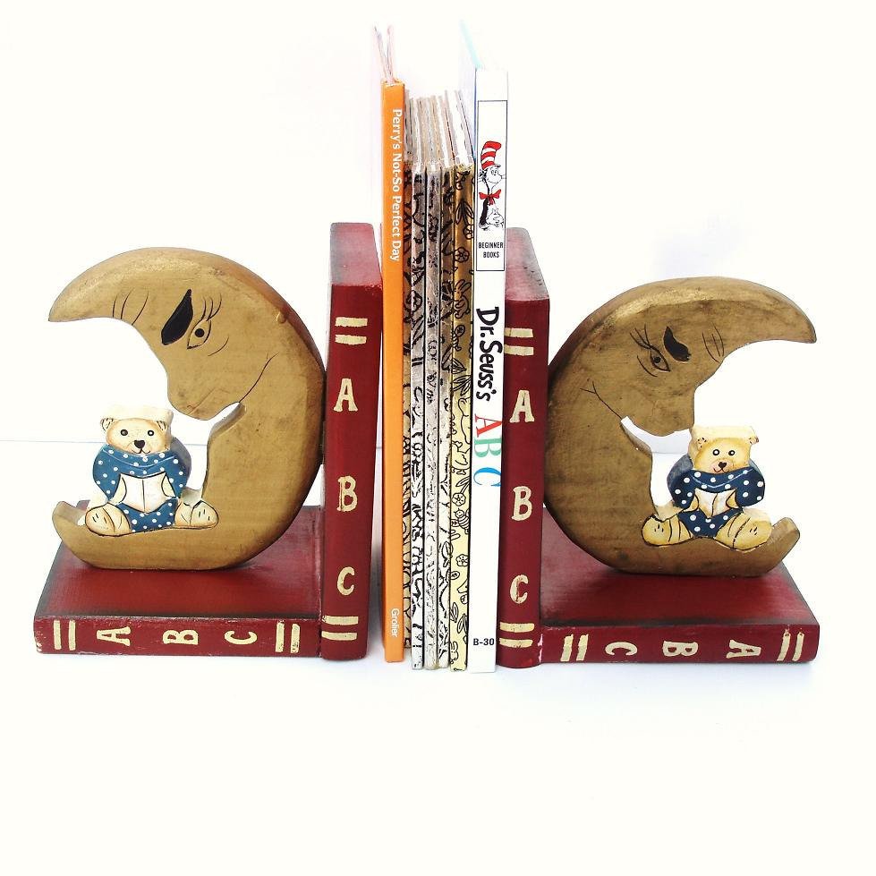 Kids Room Bookends
 Kids Bookends Wooden Book Ends ABC Nursery Decor by