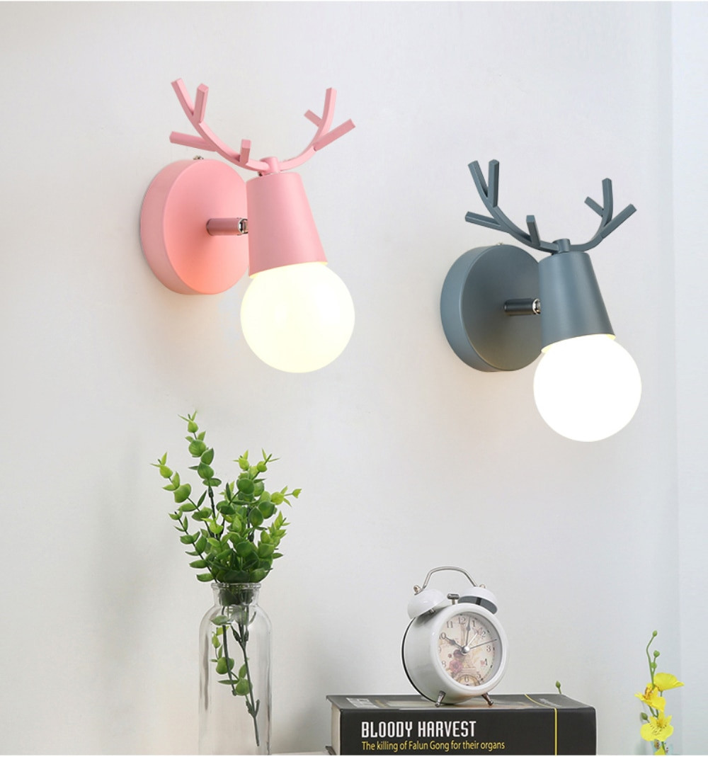 Kids Room Wall Sconce
 Nordic Adjustable LED Wall Lights Colorful Cartoon Deer