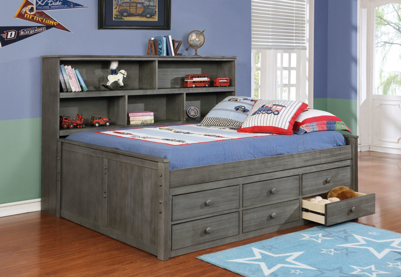 Kids Storage Beds
 Full Size Bookcase Lounge Bed