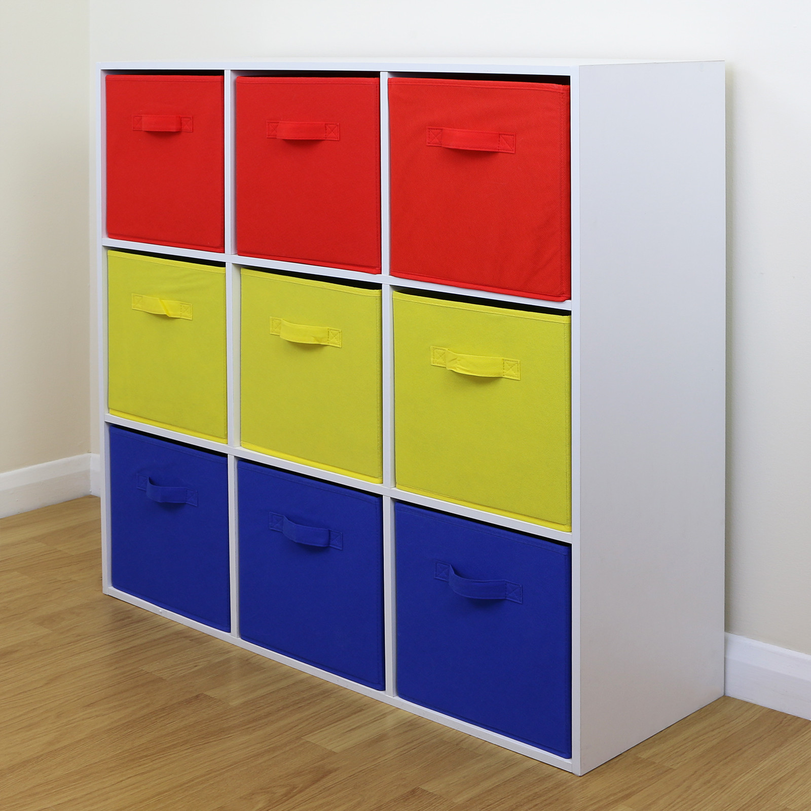 Kids Toys Storage Unit
 9 Cube Kids Red Yellow & Blue Toy Games Storage Unit Girls