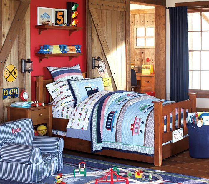 Kids Train Decor
 Ryder Train Bedding and sheets from Pottery Barn Kids