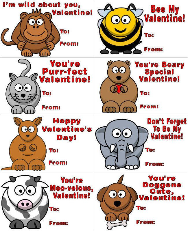 Kids Valentines Quotes
 Animal Themed Printable Valentines