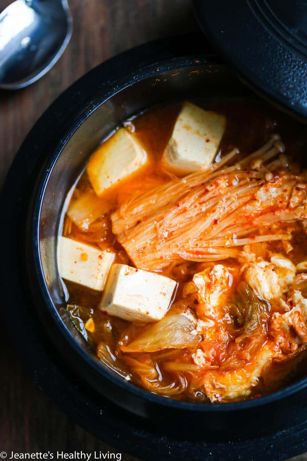Kimchi Tofu Stew
 Spicy Kimchi Tofu Mushroom Egg Soup Jeanette s Healthy