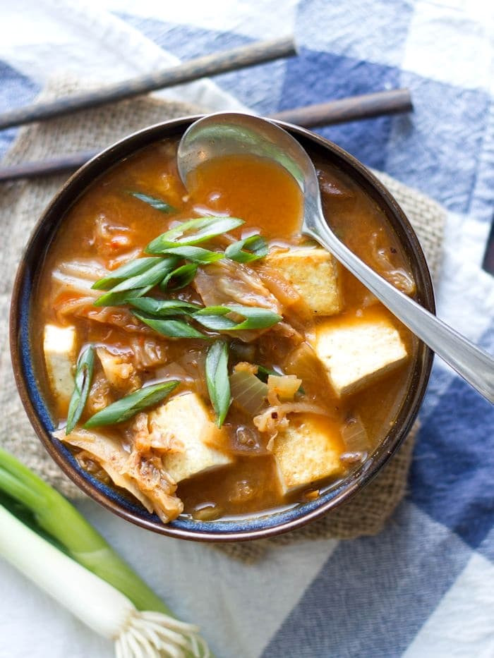 Kimchi Tofu Stew
 Kimchi Stew with Tofu and Shiitakes Connoisseurus Veg