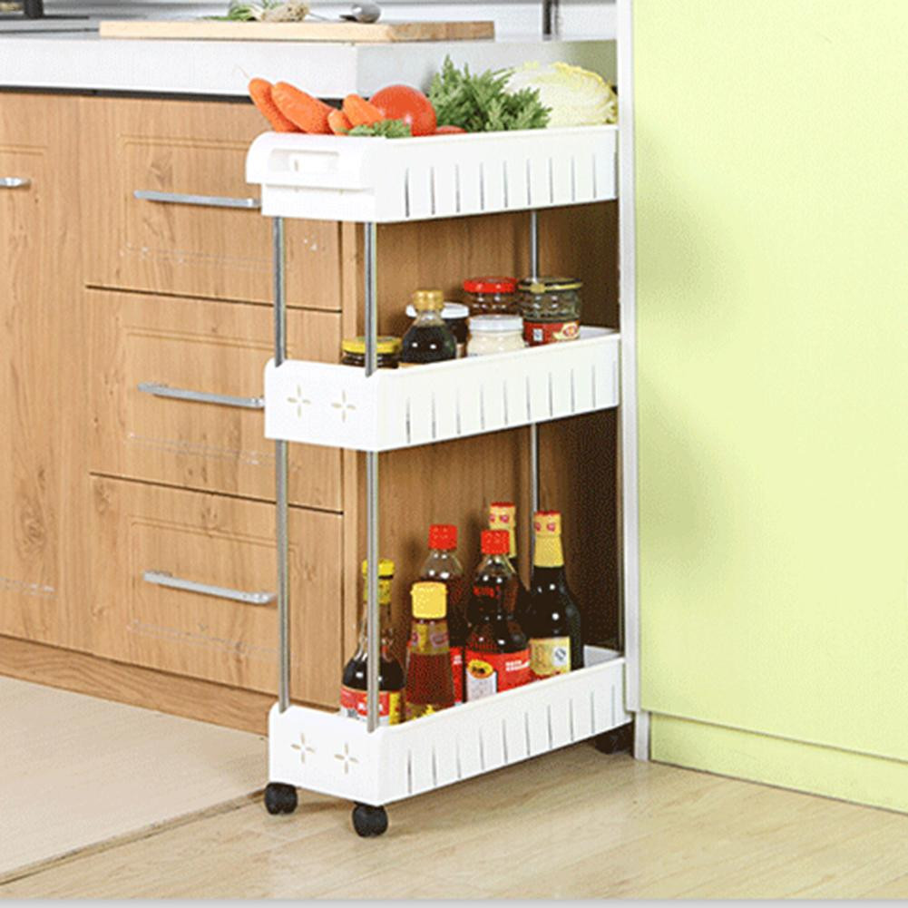 Kitchen Cabinet Organizer Rack
 4 Layer Gap Kitchen Storage Rack Shelf Slim Slide Tower