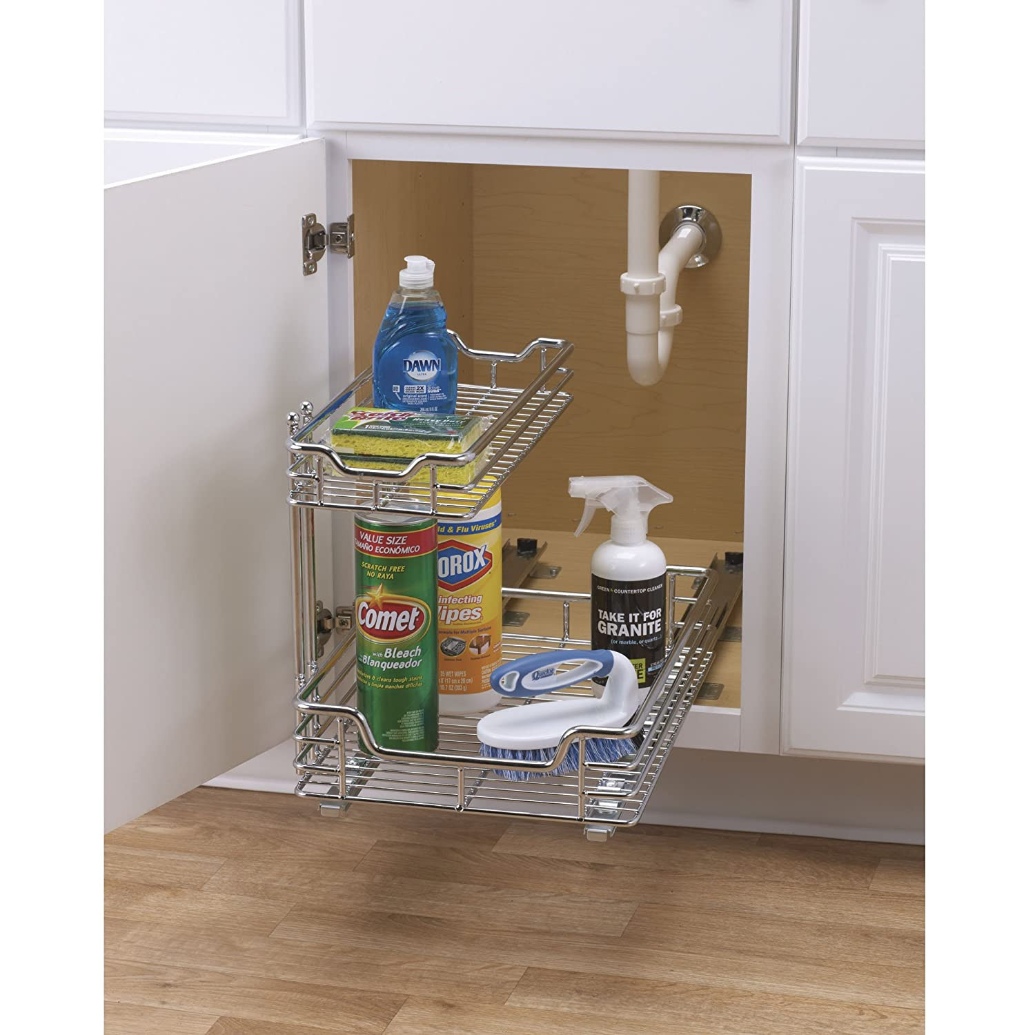 Kitchen Cabinet Organizer Rack
 Kitchen Under Sink Storage Basket Cabinet Sliding Drawer