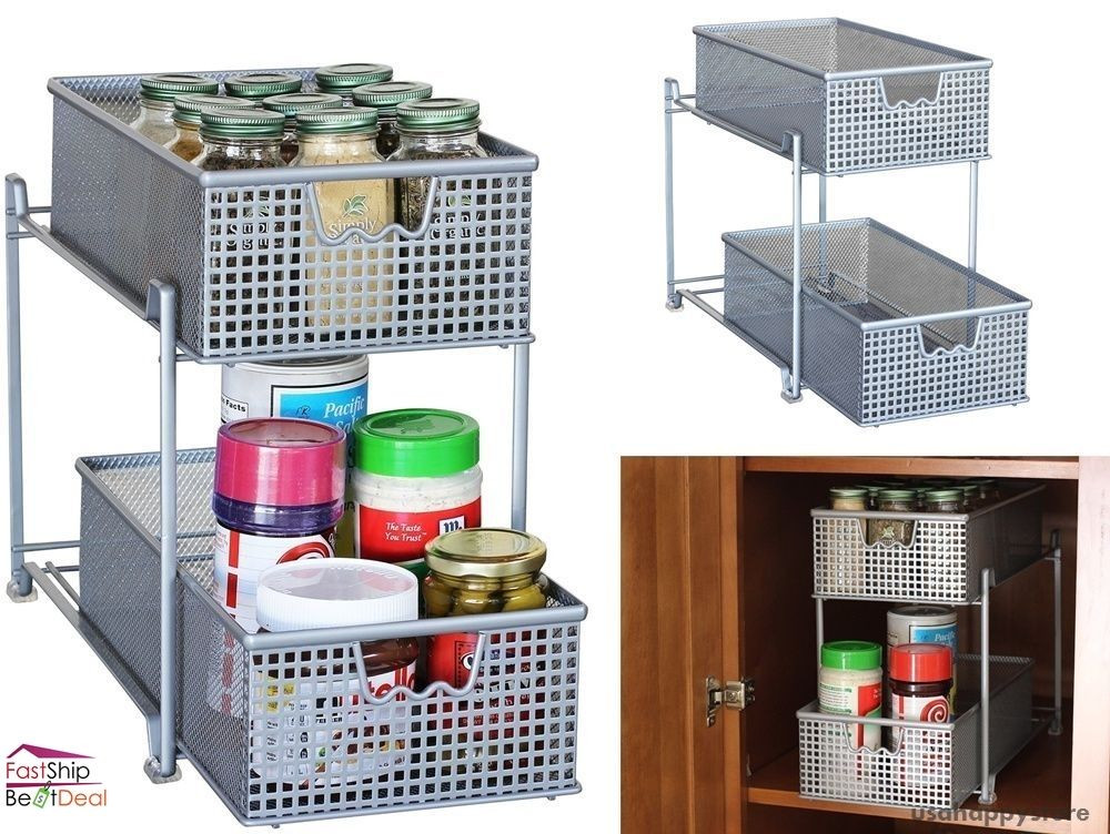 Kitchen Cabinet Organizer Rack
 Storage Basket Organizer Sliding Drawer Kitchen Under