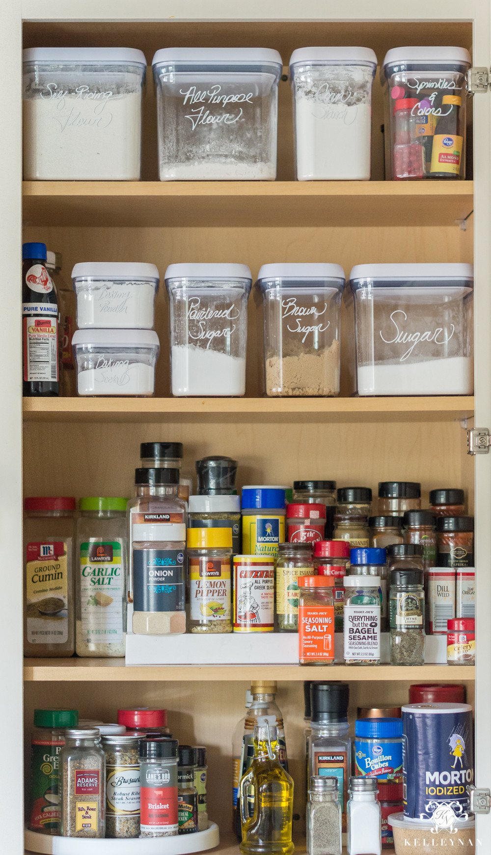 Kitchen Cabinet Organizing
 Easy Organized Baking and Spice Cabinet