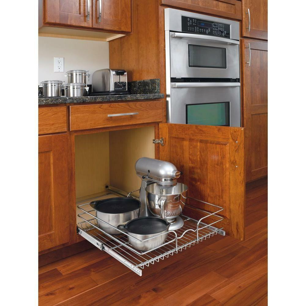 Kitchen Cabinet Storage Racks
 Pull Out Wire Basket Base Cabinet Chrome Kitchen Storage