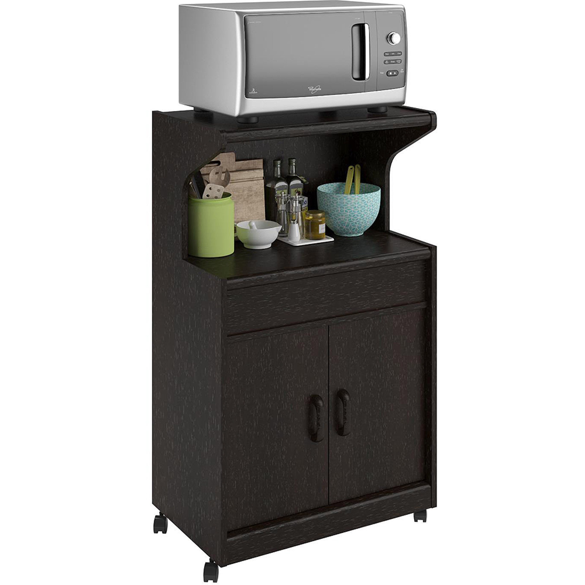 Kitchen Cabinet With Microwave Shelf
 Microwave Cabinet With Shelves Espresso Table Top Storage