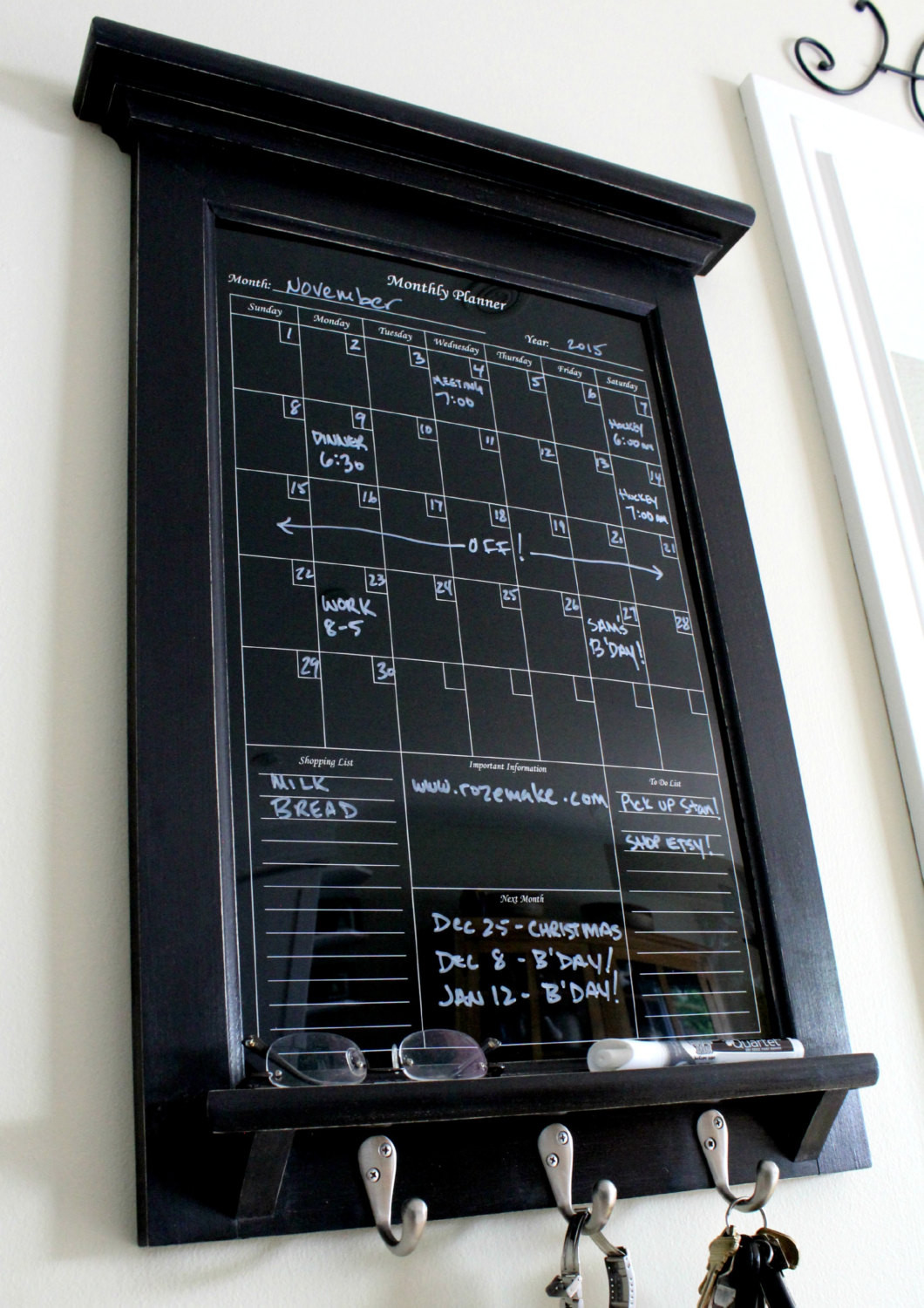 Kitchen Calendar Wall Organizer
 Wall Decor Perpetual Black Dry Erase Calendar Family Planner