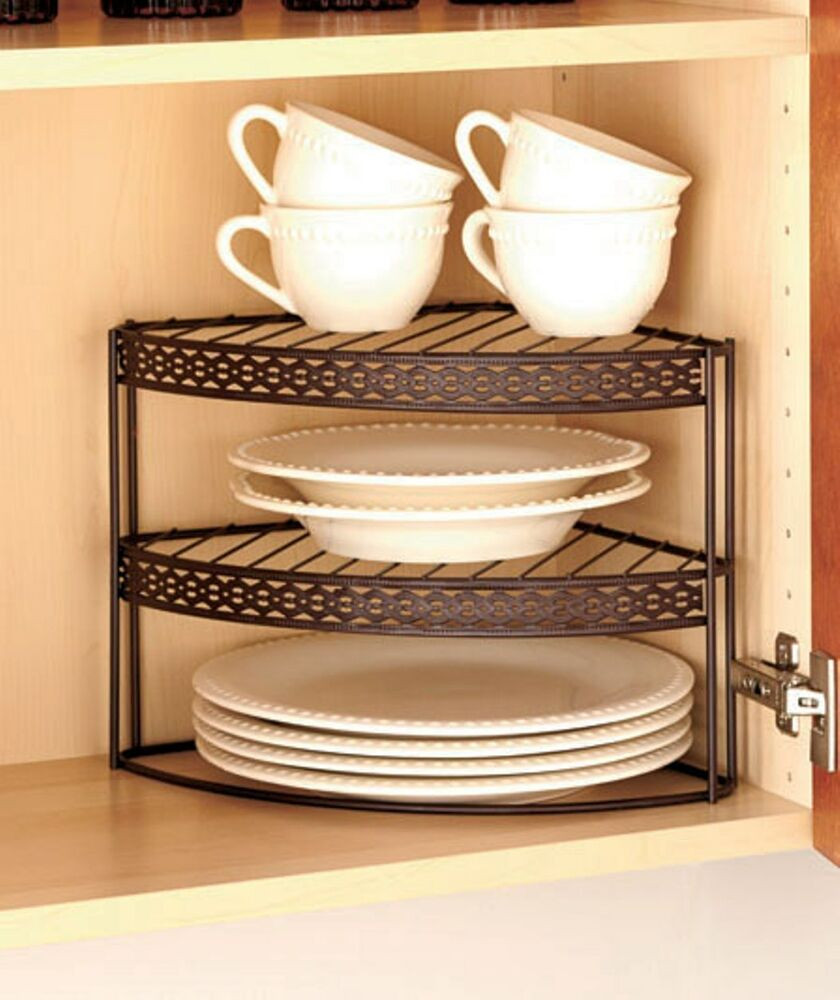 Kitchen Counter Space Saver
 2 Tier Corner Shelf BRONZE KITCHEN ORGANIZER Cabinet