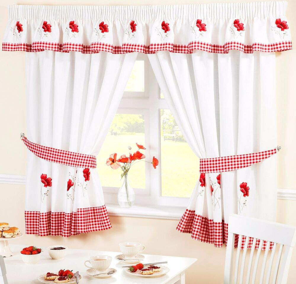 Kitchen Curtain Panels
 RED POPPY FLOWER VOILE CAFE NET CURTAIN PANEL KITCHEN