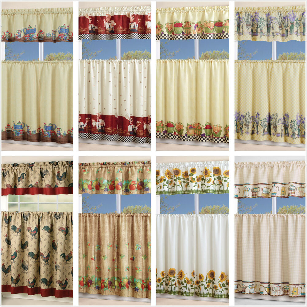 Kitchen Curtain Panels
 3 Piece Floral Kitchen Curtain with Swag and Tier Window