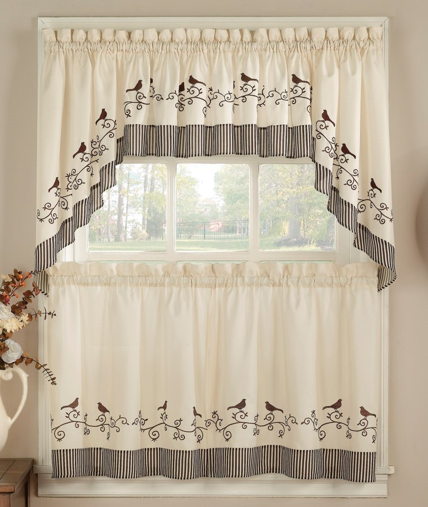 Kitchen Curtain Panels
 Birds Kitchen Curtains Linens4Less