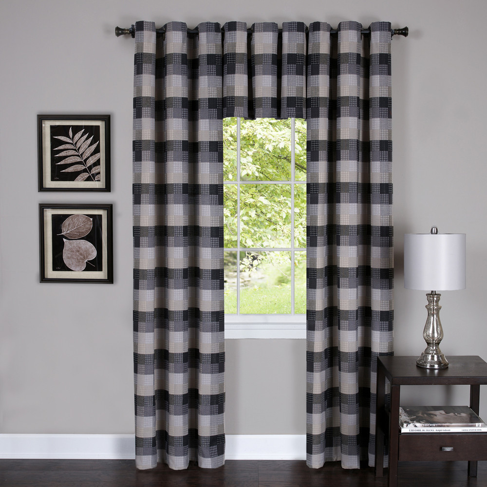 Kitchen Curtain Panels
 Geometric Plaid Window Kitchen Curtain Drape Privacy Sheer