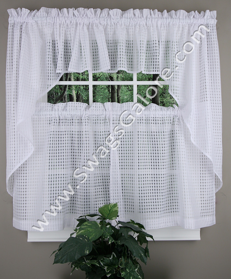 Kitchen Curtains Tier
 Gridwork Kitchen Curtains White Lorraine Cafe & Tier