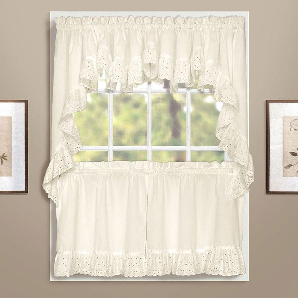 Kitchen Curtains Tier
 Vienna Eyelet Kitchen Valance Swags and Tier Curtains