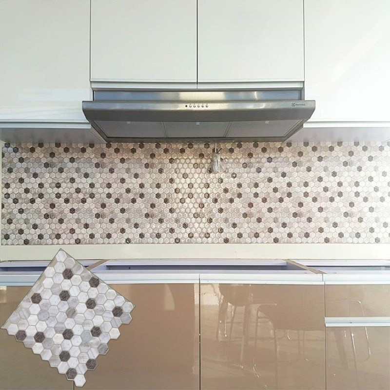 Kitchen Decals For Backsplash
 3D Mosaic Stone Tile Peel and Stick Backsplash Removable
