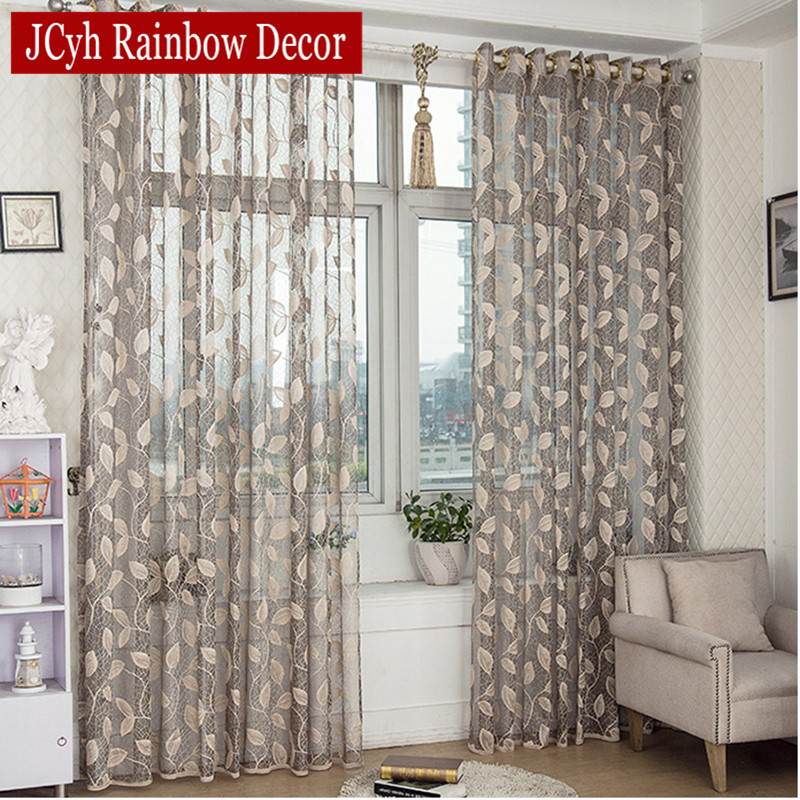 Kitchen Door Curtains
 Pastoral Leaves Sheer Tulle Curtains For Living Room