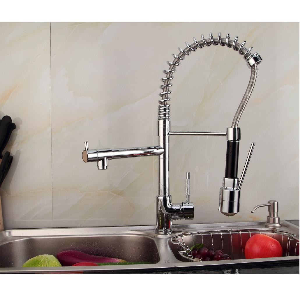 Kitchen Faucets Modern
 Contemporary Single Handle Chrome Finish Pull Out Spray