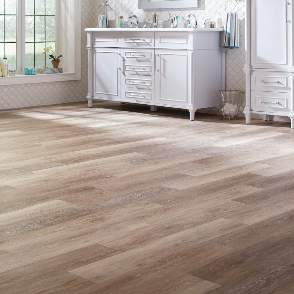 Kitchen Floor Tiles Home Depot
 TrafficMASTER Khaki Oak 6 in x 36 in Luxury Vinyl Plank