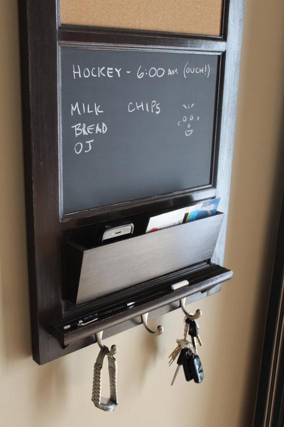 Kitchen Mail Organizer Wall
 Vertical Wall Chalkboard Cork Bulletin Board with Mail by