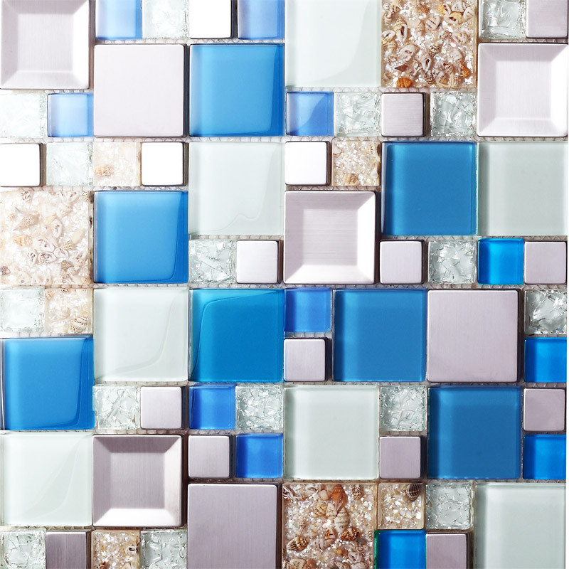 Kitchen Mosaic Tiles
 blue glass mosaic tiles crackle glass tile kitchen wall TV