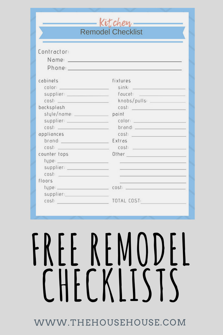 Kitchen Remodel Check List
 Sign Up for Free Printables