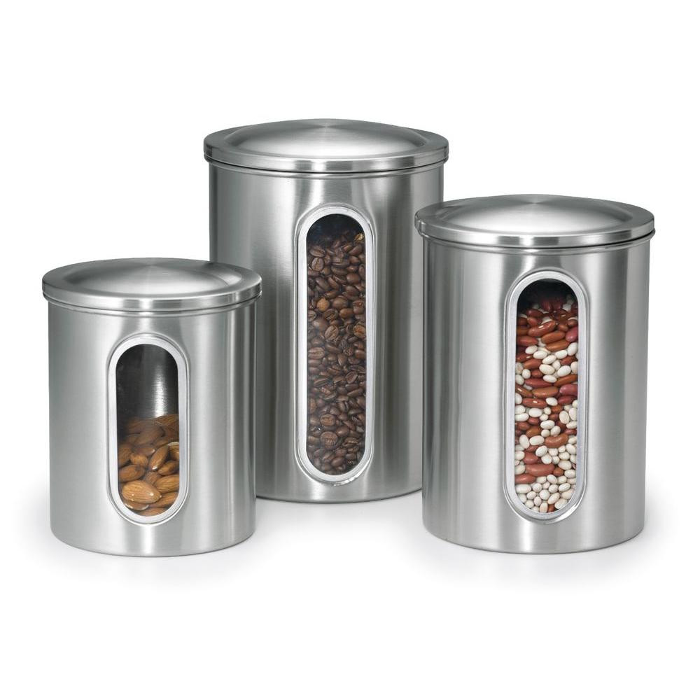 Kitchen Storage Canister
 Polder Stainless Steel Canister Set 3 Piece 3346 75RM