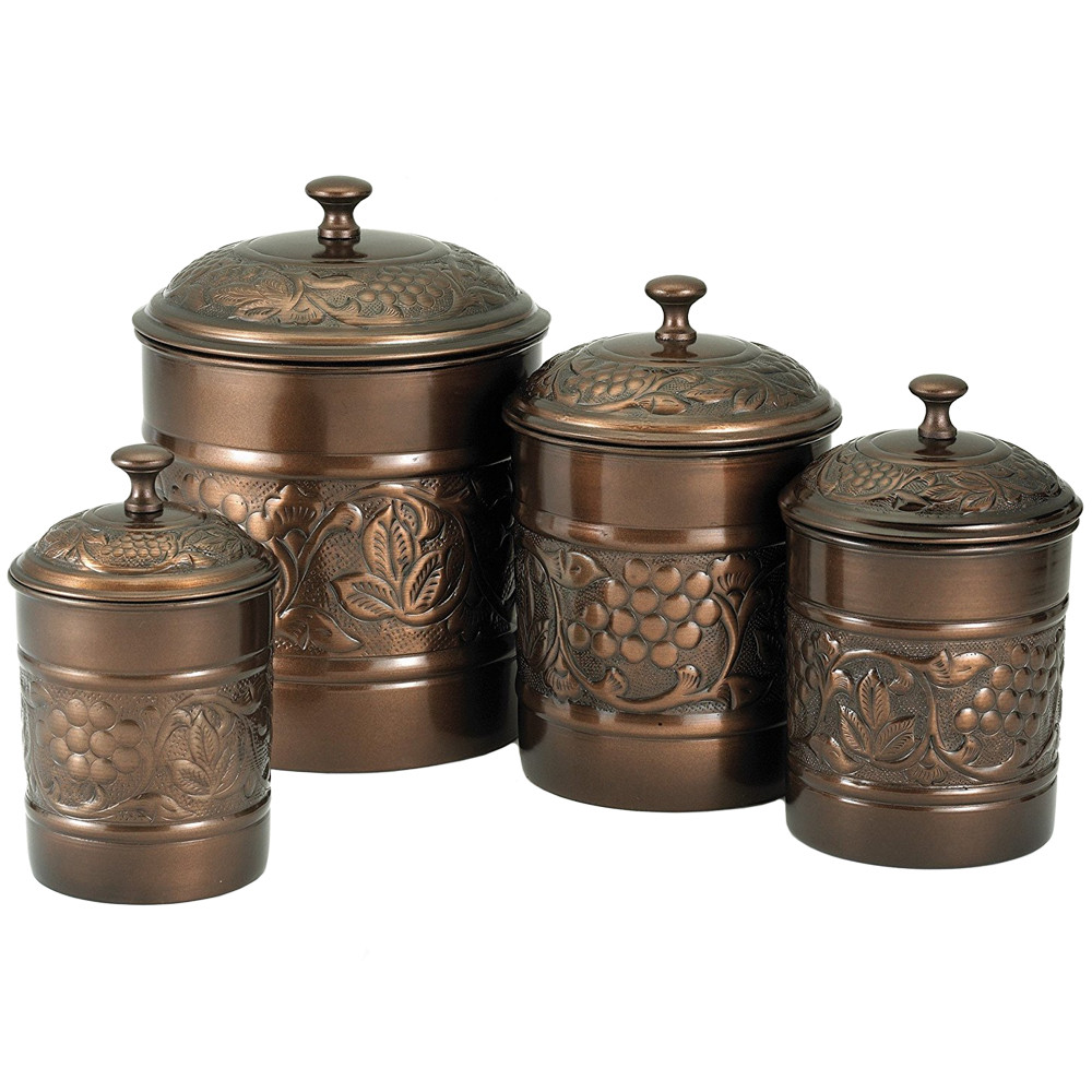 Kitchen Storage Canister
 Kitchen Canister Set Antique Copper Set of 4 in