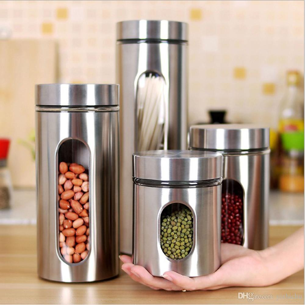 Kitchen Storage Containers Glass
 2019 Glass Food Storage Containers Canister With Stainless