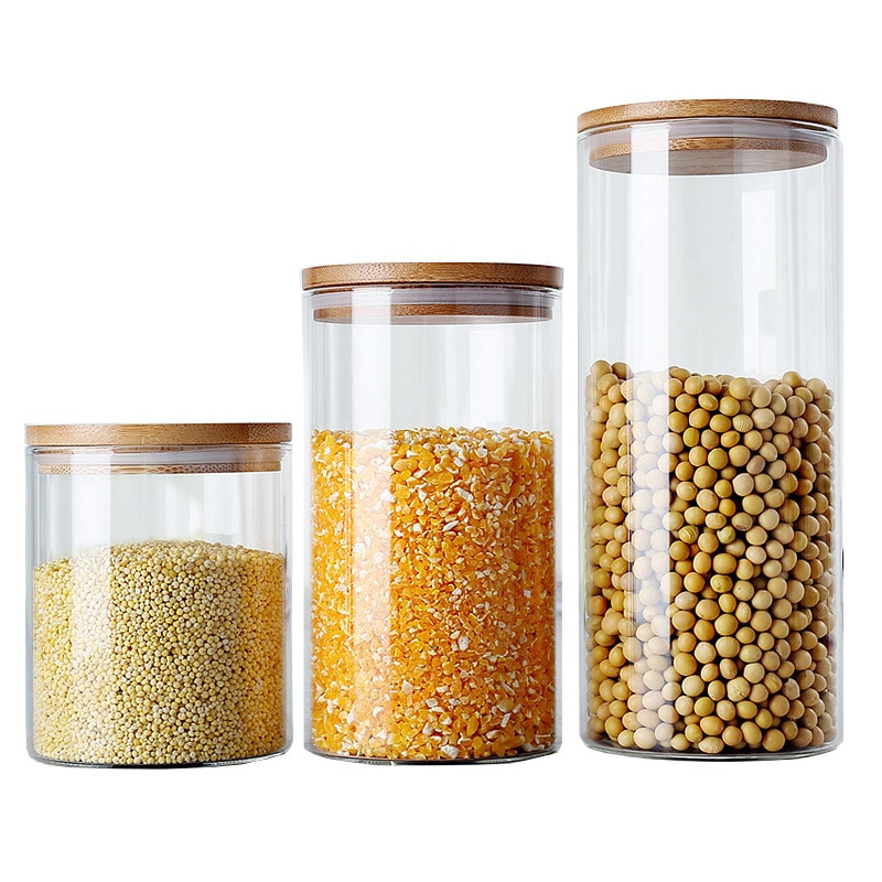 Kitchen Storage Containers Glass
 6 size glass storage box tea food canister for kitchen