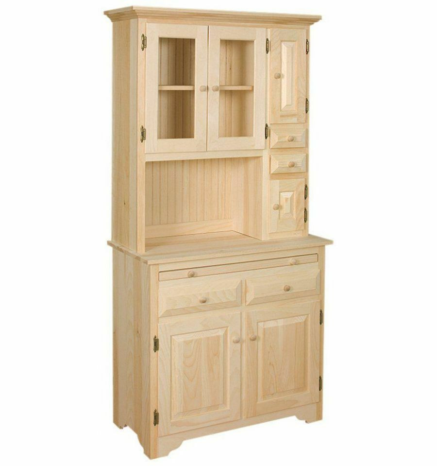 Kitchen Storage Hutches
 AMISH Unfinished Solid Pine HOOSIER China Pantry Storage