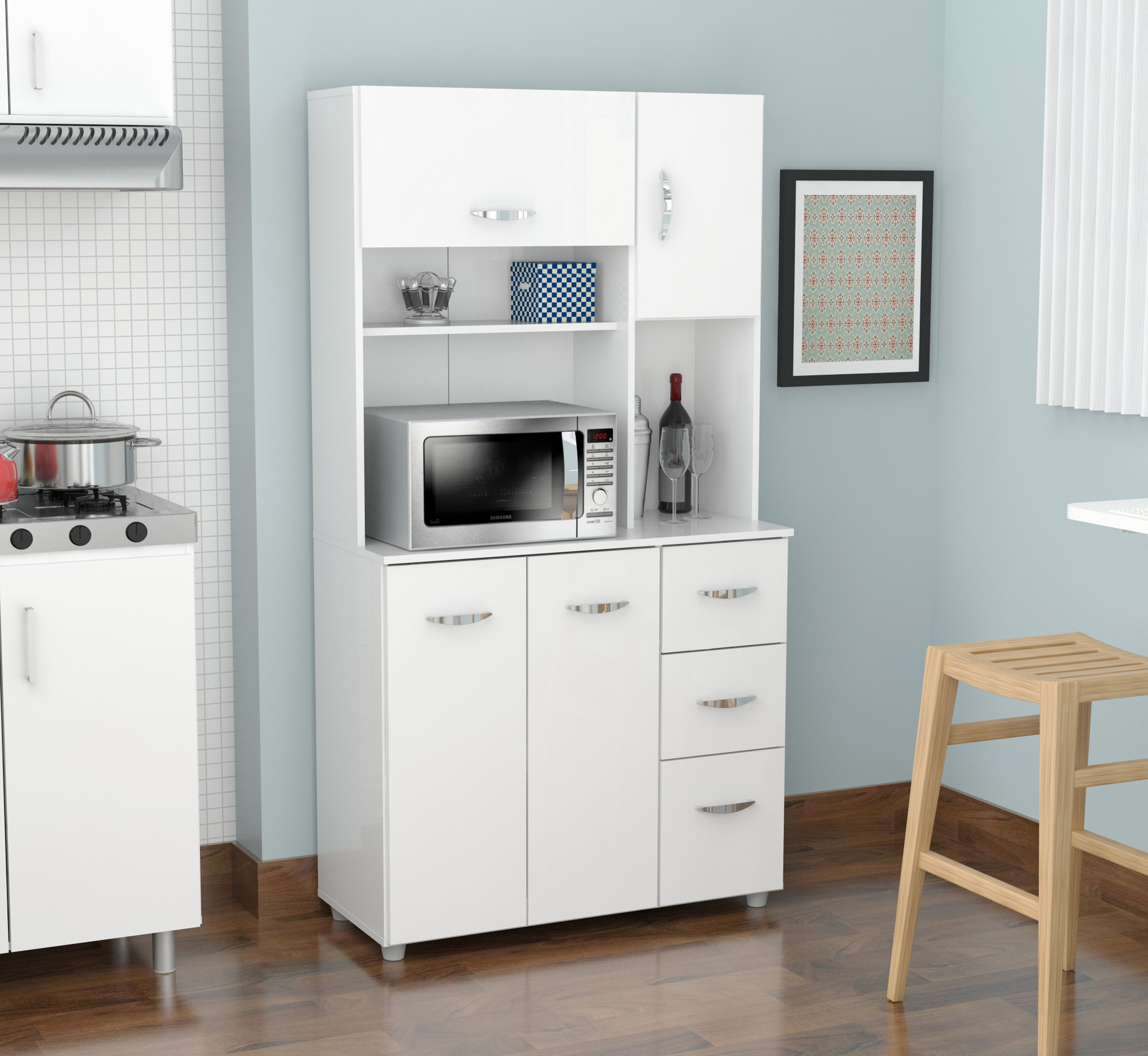 Kitchen Storage Units
 Inval 4 door Laminate Microwave Kitchen Cabinet Laricina