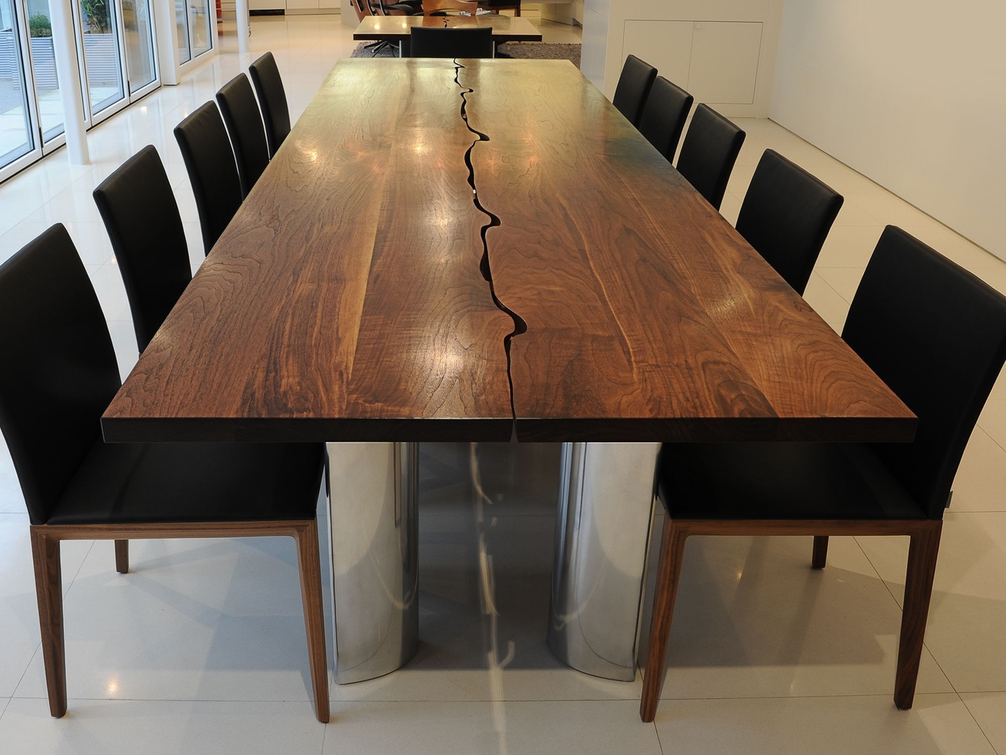 Kitchen Tables Modern
 Modern Dining Table in Solid Walnut and Aluminium Fine