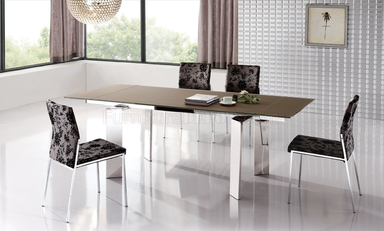 Kitchen Tables Modern
 Brown Stain & Scratch Resistant Glass Top Modern Dining Table