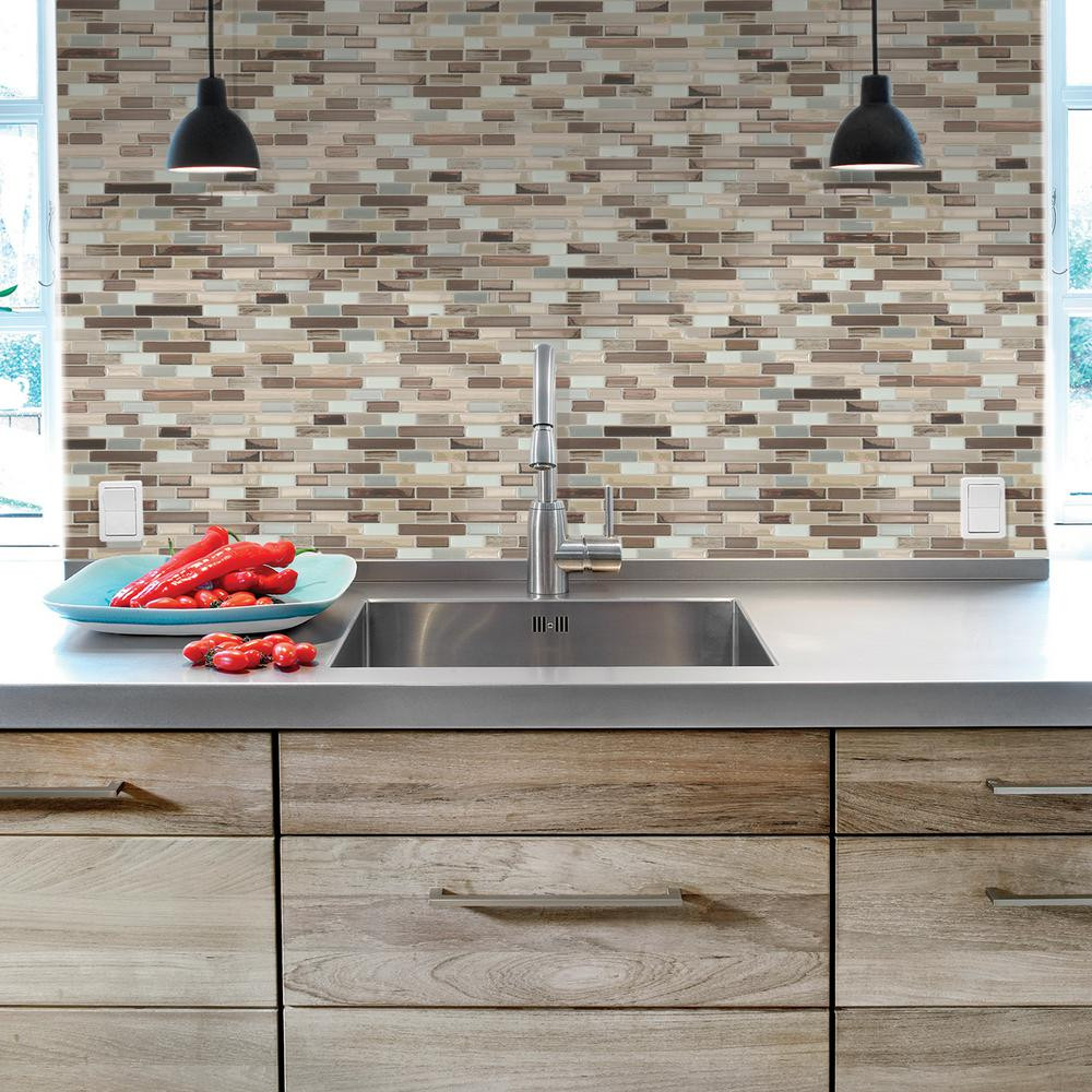 Kitchen Tiles Home Depot
 Smart Tiles Muretto Durango 10 20 in W x 9 10 in H Peel