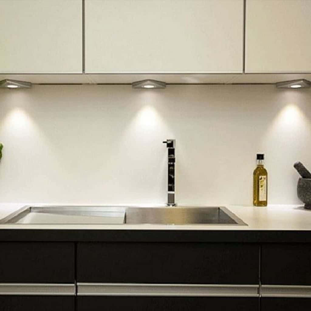 Kitchen Under Cabinet Led Lighting
 Contemporary Kitchen Designed With Undermount Sink And LED