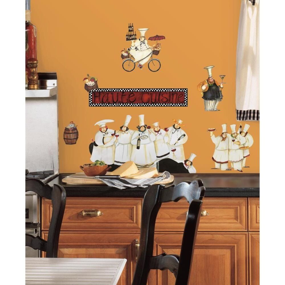 Kitchen Wall Decor Walmart
 New Italian Fat CHEFS Peel & Stick Wall Decals Kitchen