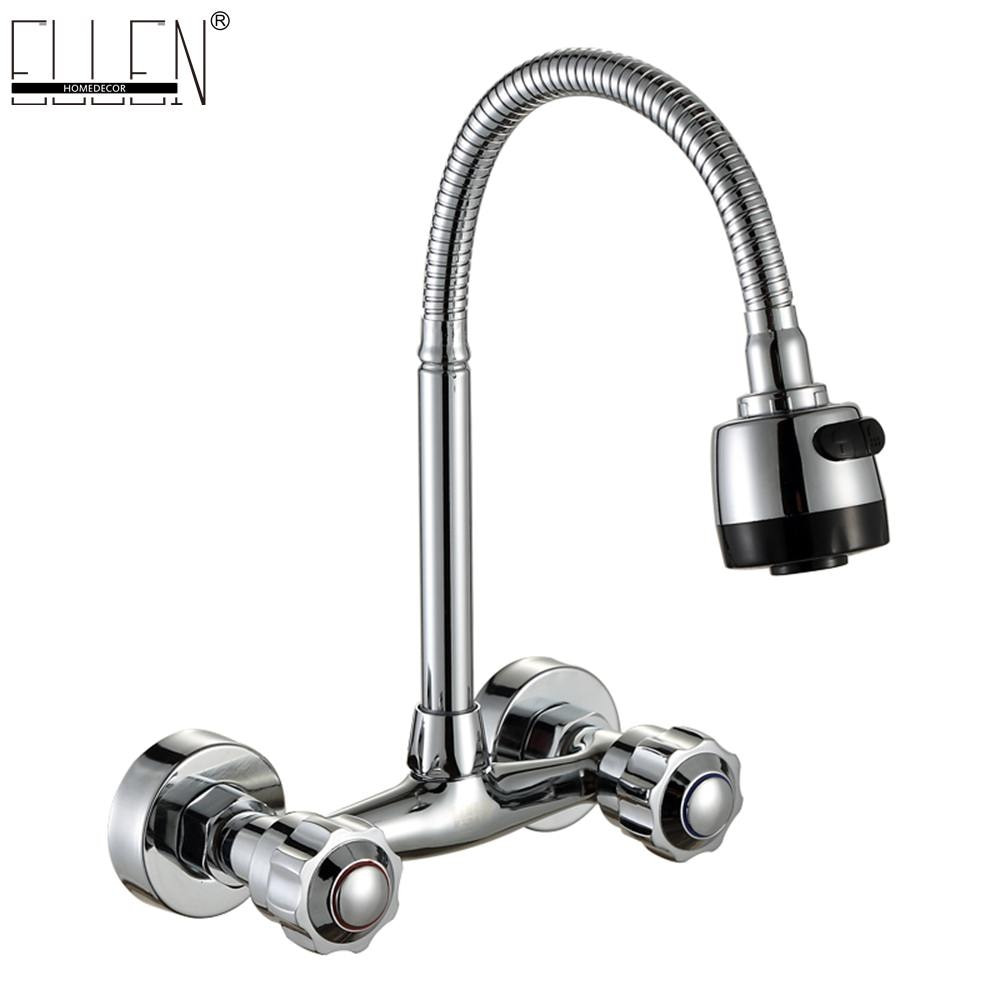 Kitchen Wall Mounted Faucets
 Wall Mounted Kitchen Faucet Hot and Cold Water Mixer Crane