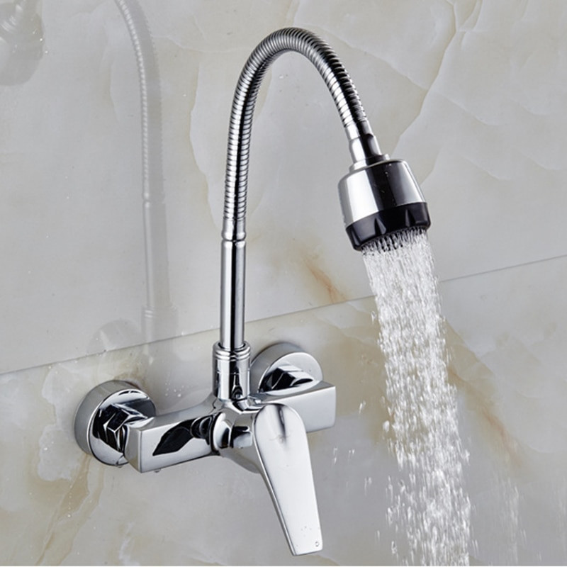 Kitchen Wall Mounted Faucets
 Flexible faucet spout wall mounted kitchen faucet mixer