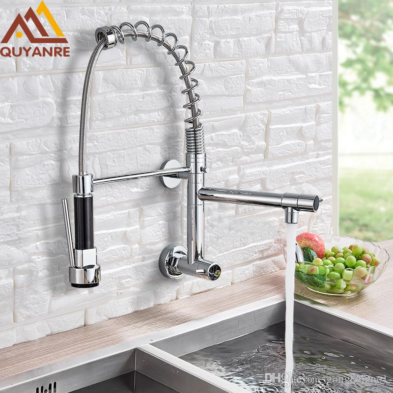 Kitchen Wall Mounted Faucets
 2019 Wall Mounted Spring Kitchen Faucet Pull Down Sprayer