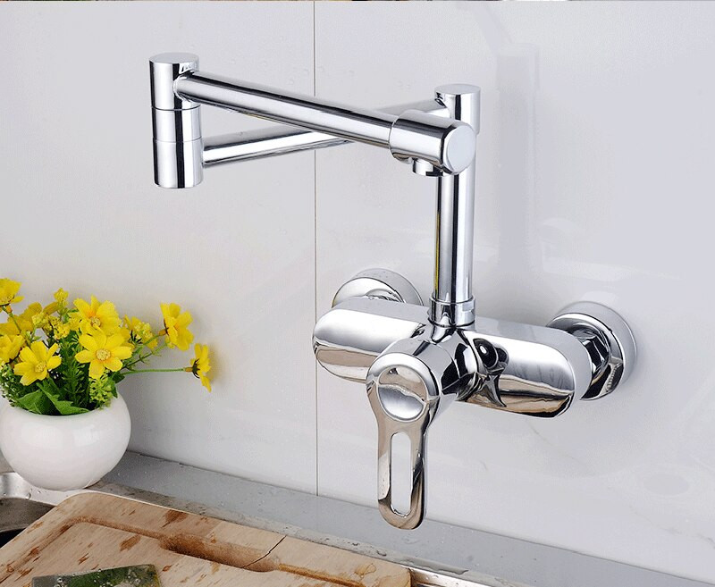 Kitchen Wall Mounted Faucets
 Foldable Kitchen Faucet Single Handle Wall Mounted Brass