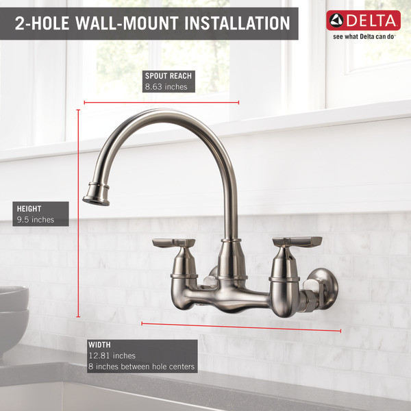 Kitchen Wall Mounted Faucets
 Two Handle Wall Mounted Kitchen Faucet LF SS