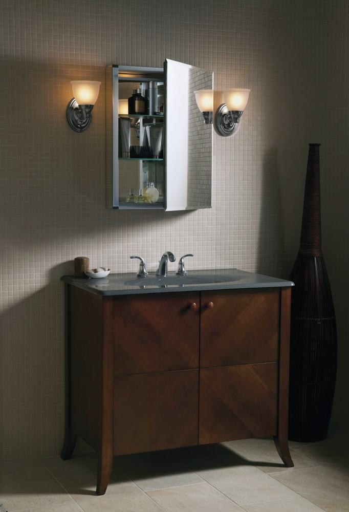 Kohler Bathroom Mirror Cabinet
 Medicine Cabinet Mirrored Door Anodized Aluminum KOHLER