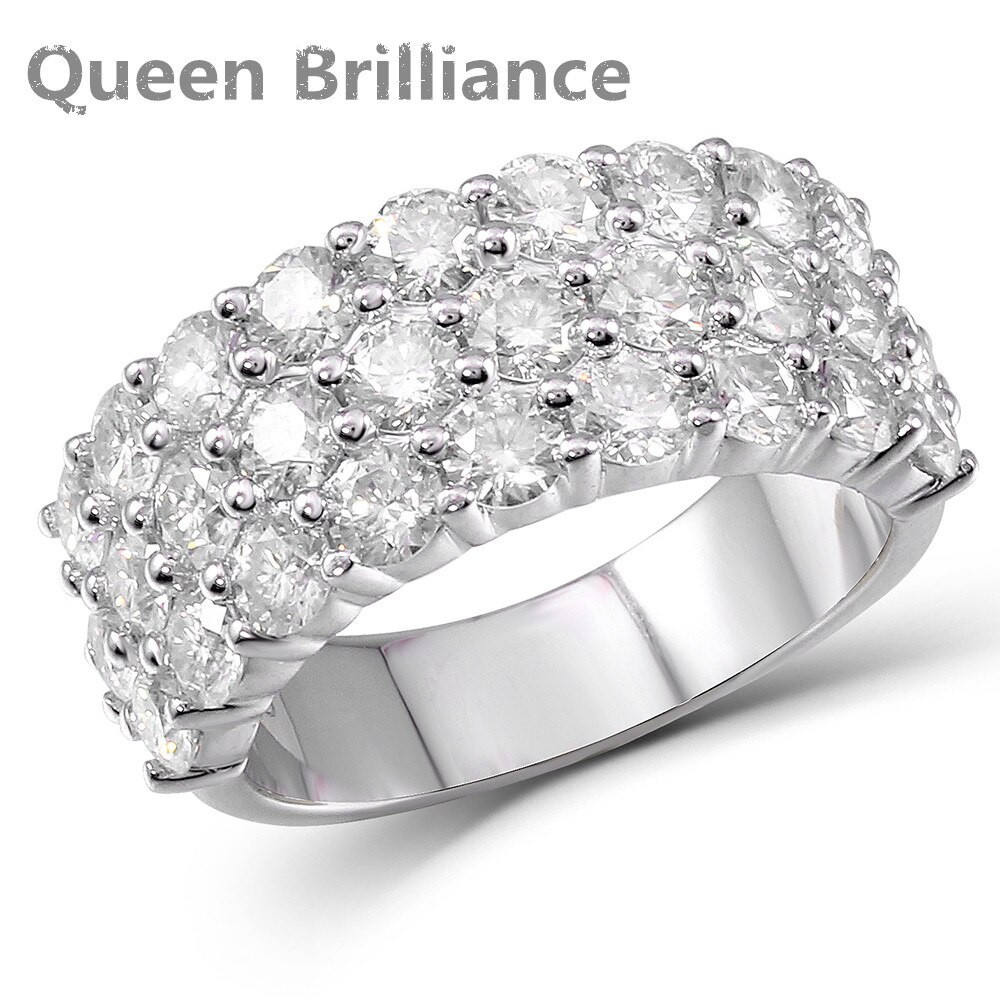 Lab Grown Diamond Engagement Rings
 Wide Silver Ring 0 1ct 3mm Moissanite Lab Grown Diamond